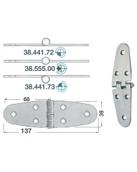 Charnière inox 137x39mm nœud saillant