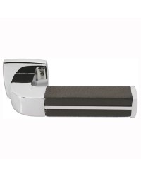 Poignées Laiton chromé + cuir marron foncé 110 mm
