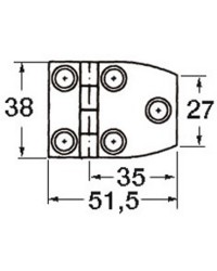 Charnière trapezoïdale inox aveugle avec douille femelle 51x38mm