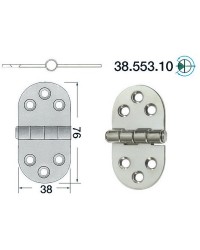 Charnière inox 76x38mm nœud moitié encastré