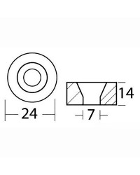 Anode magnésium rondelle Ø 24 x 14 mm OEM 688-45251-01