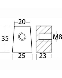 Anode pied alu pour Yamaha 30/60CV OEM 67C-45251-00