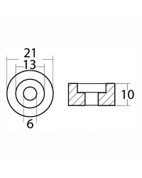 Anode rondelle magnésium pour moteurs hors-bord Suzuki 4/300 CV Johnson Evinrude 21x10mm