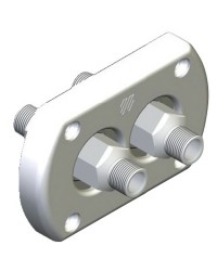Kit paroi pour double tuyau raccord hydraulique, étanche - chromé