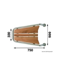 Delphinière en inox et teck 750x500x330 mm