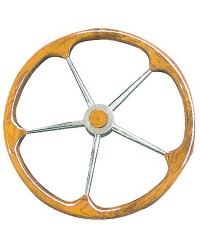 Barre à roue inox et couronne en teck 900mm