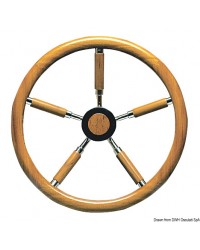 Barre à roue inox et couronne en teck 500mm