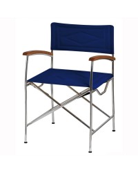 Chaise pliante DOLCE VITA inox et toile sumbrella bleue