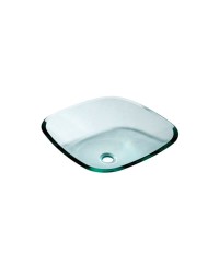 Lavabo semi-carré en verre transparent 420x420xh138mm