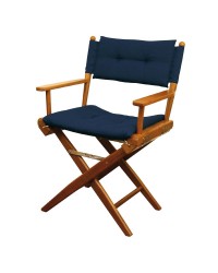 Chaise régisseur teck toile rembourée bleue