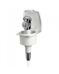 Coffret douche New Edge avec douche à bouton Mizar - tuyau nylon blanc - 2,5 M