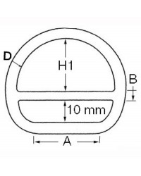 Anneau inox D-rond barette 5x45mm 39.602.01