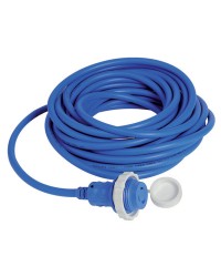 Câble avec prise de quai surmoulée 16 A bleu - 10 mètres