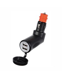 Fiche 12 V Allume cigare double USB articulé + Merit