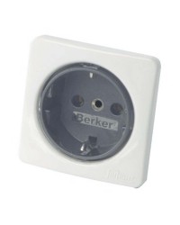 Prise AC 220V type Schuko satiné argent