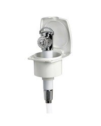 Coffret douche New Edge avec douche à bouton Mizar - tuyau nylon blanc - 4 M