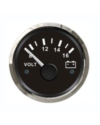 Voltmètre GUARDIAN 8-16V cadran noir, lunette argentée