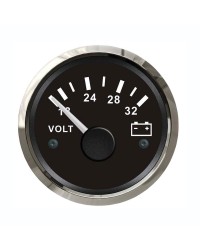 Voltmètre GUARDIAN 18-32V cadran noir, lunette argentée