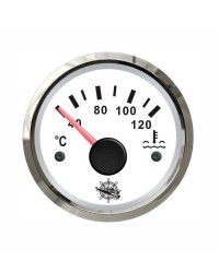 Indicateur de température d'eau 40-120° cadran blanc, lunette argentée