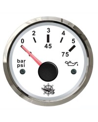 Indicateur de pression de l'huile 0-5 bar GUARDIAN 240-33 ohms cadran blanc, lunette argentée