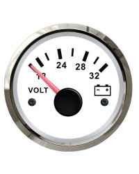 Voltmètre GUARDIAN 18-32V cadran blanc, lunette argentée