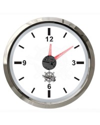 Horloge à quartz GUARDIAN cadran blanc, lunette argentée 12/24V
