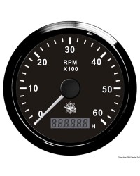 Compte-tours électronique + compte-heures 6000 RPM GUARDIAN cadran noir, lunette noire