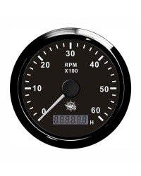 Compte-tours électronique + compte-heures 8000 RPM GUARDIAN cadran noir, lunette noire