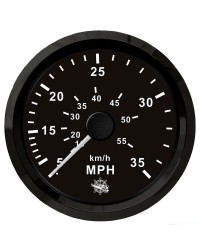 Speedomètre pour tube de Pitot 0-35 Mph GUARDIAN cadran noir, lunette noire