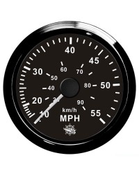 Speedomètre pour tube de Pitot 0-55 Mph GUARDIAN cadran noir, lunette noire