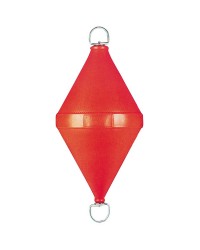 Bouée biconique avec tige traversante et anneau pivotant inox 320x800 rouge