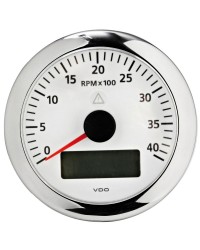 Compte-tours avec horamètre + voltmètre + compte heures VDO ViewLine 4000 RPM 12/24 blanc