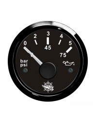 Indicateur de pression de l'huile 0-5 bar GUARDIAN 240-33 ohms cadran noir, lunette noire