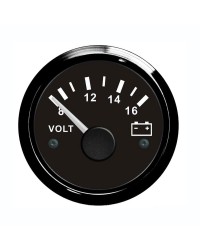 Voltmètre GUARDIAN 8-16V cadran noir, lunette noire