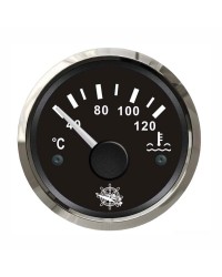 Indicateur de température d'eau 40-120° cadran noir, lunette argentée