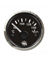 Indicateur de température de l'huile GUARDIAN 240-33 ohms cadran noir, lunette argentée