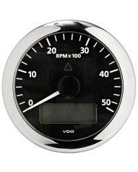 Compte-tours avec horamètre + voltmètre + compte heures VDO ViewLine 5000 RPM - 12/24V - noir-noir