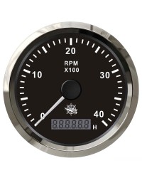 Compte-tours électronique 4000 RPM GUARDIAN cadran noir, lunette argentée