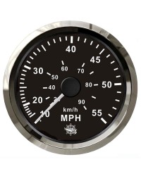 Speedomètre pour tube de Pitot 0-55 Mph GUARDIAN cadran noir, lunette argentée