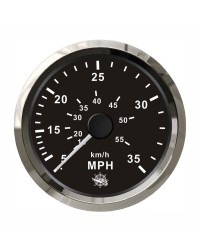 Speedomètre pour tube de Pitot 0-65 Mph GUARDIAN cadran noir, lunette argentée