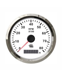 Compte-tours Guardian 4000 RPM cadran blanc, lunette argentée