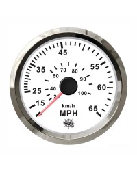 Speedomètre pour tube de Pitot 0-35 Mph GUARDIAN cadran blanc, lunette argentée