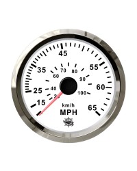 Speedomètre pour tube de Pitot 0-65 Mph GUARDIAN cadran blanc, lunette argentée
