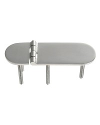 Charnière inox ouverture 100° avec goujons 126x40mm nœud saillant