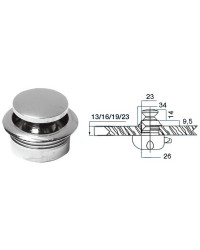 Déclic à bouton laiton chromé pour trappe jusqu'a 23mm