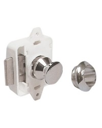Déclic à bouton laiton chromé pour trappe jusqu'à 16mm